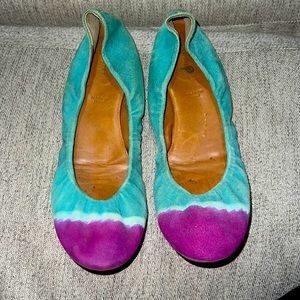 LEIFNOTES made in Italy ballerina flats teal/purple size 39/9